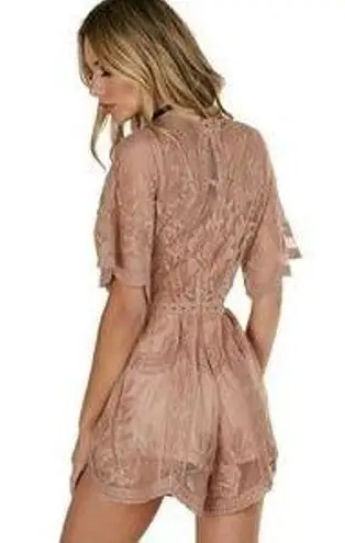 Honey Punch Pink Lace Romper