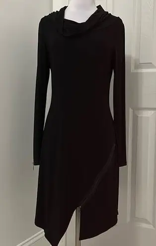 Joseph Ribkoff Black Cowl Neck Zipper Detail Dress