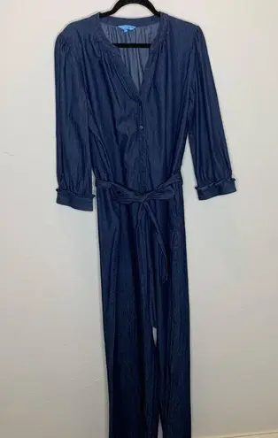 Draper James Tie Waist Jumpsuit in Chambray Sz XL