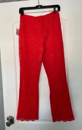 NEW FREE PEOPLE LACE CROP FLARE PANTS IN RED SIZE S!