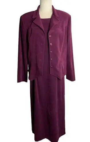 Sag Harbor Vintage 90s Suit Dress 12 Purple Sleeveless Zip Button Up Jacket