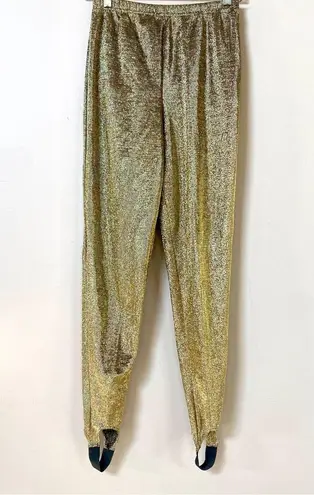 Vintage 80s Lerner gold lamé disco stretch stirrup pants Sz Medium