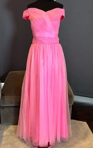 Women’s Pink Off the Shoulder Full Length Prom Party Dress Corset Back Size 8