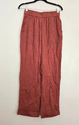 Sundry Evereve Striped Pull-On Tapered Summer Trousers Brick Red