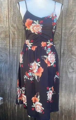 New YATHON Summer Dress Size Small Beach Sundresses Vintage Ruched Bust A Line Black