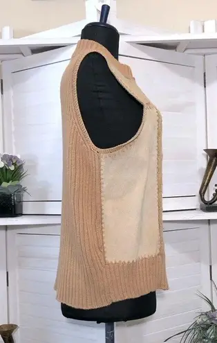 Vintage Y2K tan suede leather sweater Western country style vest sz L Size L