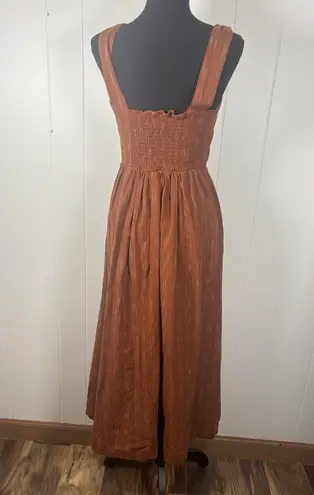 Free People  Brown / Burnt Orange Cotton Cutout Caldasi Midi Dress Size Xs
