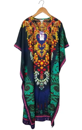NWT Gypsie Blu Kaftan House Dress Beach MuMu OS Fits Most Multicolor Long Multiple
