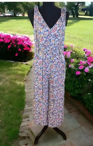 American Eagle NWT  Wide Leg Tank Boho Floral Belted Deep V Zippered Jumpsuit