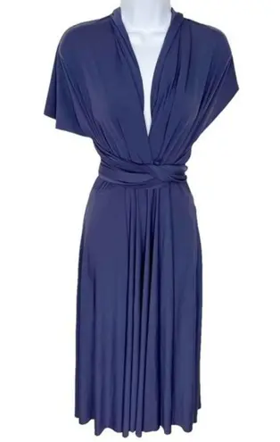 Dessy Collection Twist Wrap Dress With Chiffon Overskirt Convertible Infinity Purple
