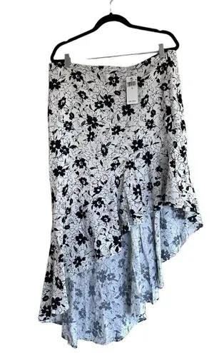 Polo NWT Ralph Lauren Floral Ruffled Asymmetrical Linen Skirt