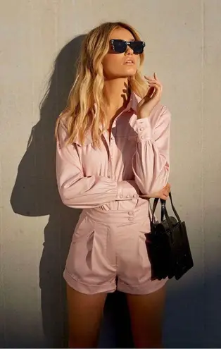 Camila Coelho Pedrina high rise shorts in pink lemonade size S small NWOT