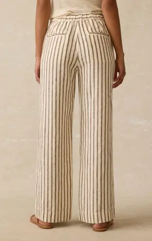 Faherty Women’s Sun Strider Linen Pant | Cocoa Grove Stripe | Medium Brown