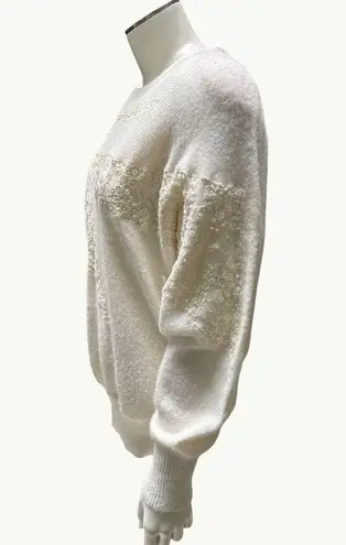 Counterparts Vintage Ivory Boho Sweater With Embroidered Floral Design Size S