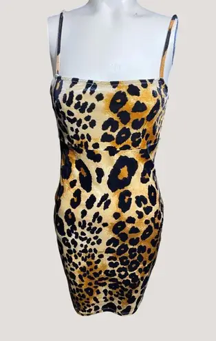 Leopard Print Bodycon Dress With Adjustable Spaghetti Straps Black Size M