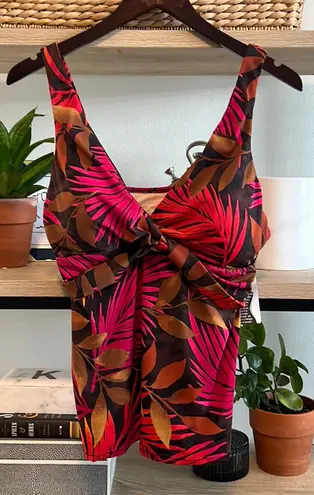 Caribbean Joe NWT SlimShaper UPF 50 Tankini Swim Top (Slimmer Shape in Seconds), 18