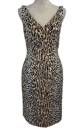 Bloomingdales Vintage 90s Bloomingdale’s animal print v neck sleeveless sheath dress size 10P