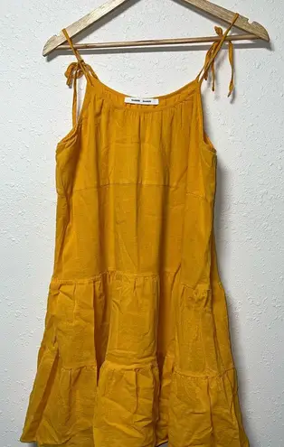 SAMSOE Gold Spaghetti Strap Mini Sundress Yellow Size L
