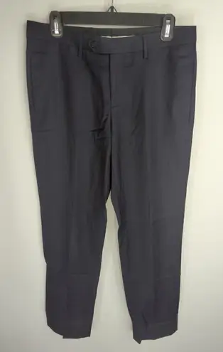 Emporio Armani Women's Solid Mid Rise Straight Leg Dress Pants Navy Size Large