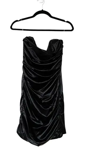 Nookie NWT Black Cupid Strapless Satin Ruched Mini Dress Sz M
