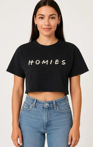 Homies Friends TV Show Inspired Graphic Black Cropped T