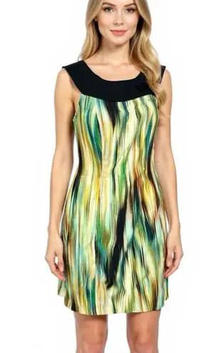 kim rogers Y2K Vintage Sheath Dress Green Stripe Sleeveless Women’s Sz 8 Medium