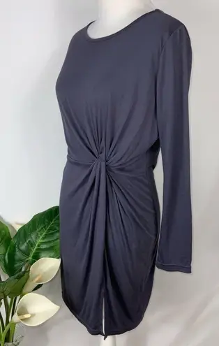 She & Sky  Gray Faux Wrap Long Sleeve Soft Bodycon Casual Work Party Dress M