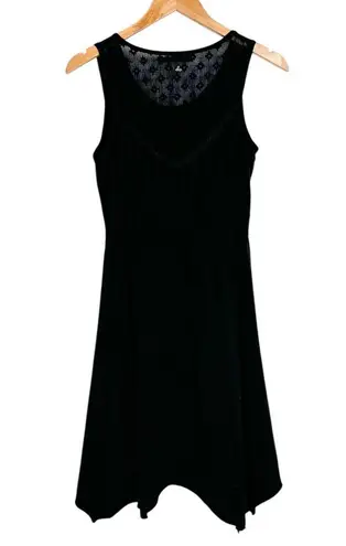 prAna Trixie Black Organic Cotton Asymmetric Dress Sz Medium Jersey Mesh