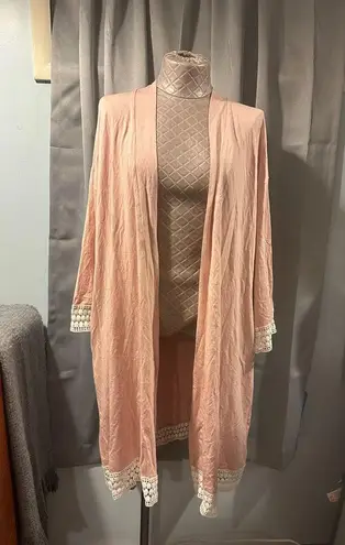 Angel Maternity Women’s Size XL/2XL Robe Pink Crochet NWT