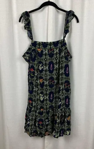 Agua Bendita Target x Blue Floral Tile Print Flutter Strap Mini Dress Sz.XXL NWT