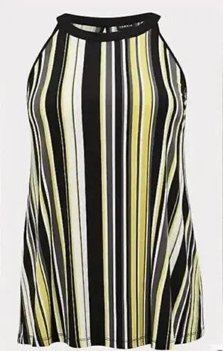 Torrid  Black Yellow Studio Knit Multi Stripe High Neck Tank, Large/12