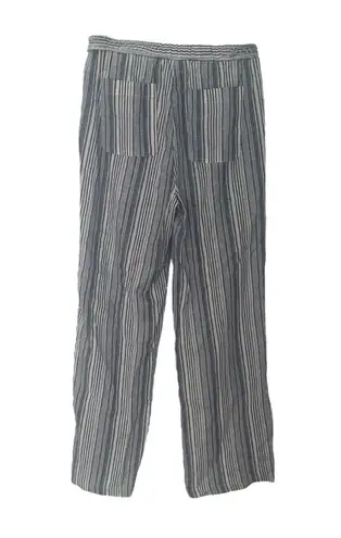 Land ‘n Sea Women’s Blue & White Striped Linen Relaxed Pants w/ Pockets Size S
