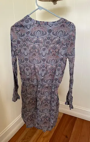 Hinge Long Sleeve Paisley Pocketed Draw String Dress