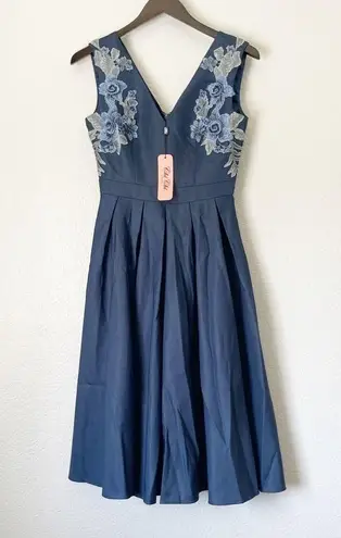Chi Chi London Nwt Appliqué Fit Flare Party Dress Navy 4