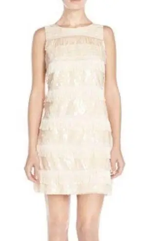 Eliza J Sequin and Fringe Blush Dress Size 8