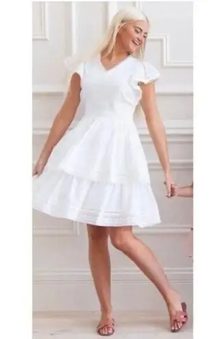 Rachel Parcell Swiss Dot Tiered Dress in White Size XX-Small