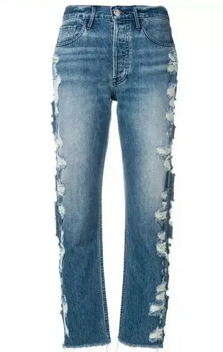3 X 1 Denim Button Fly Higher Ground Boyfriend Slim Distressed Jeans Size 25