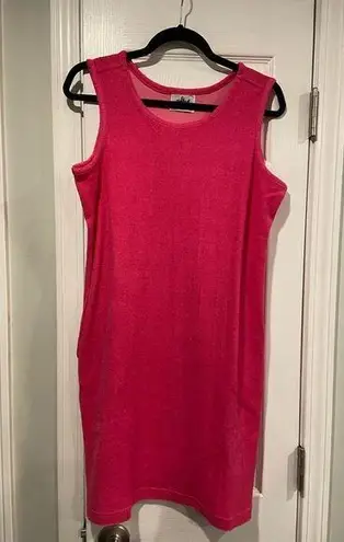 NWOT Metropolitan Size S Bright Pink Terry Cloth Tank Sun Dress Coverup Pockets