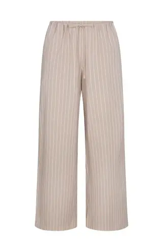 SKIMS Cotton Poplin Straight Leg Pant in Stone Stripe, Size Small