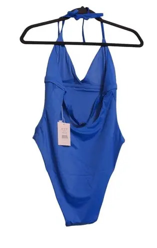 ANDIE The Lagos One Piece Blue Halter Adjustable Cheeky Bottom M New