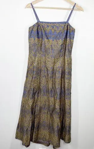 Peruvian Connection 100% Pima Cotton Blue Printed Maxi Dress Women's Size 6 - Image 1