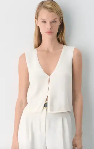 Wilfred Aritzia Basque Sweater Vest Slim Fit Button Up Light Birch Size S