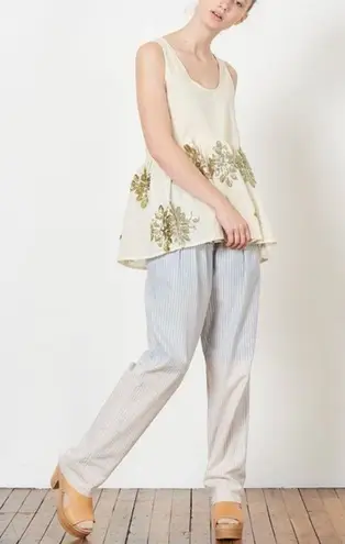 Caron Callahan 100% cotton Kate Tank in muslin with sequin applique NEW Gold Size XS