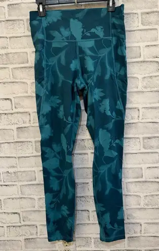 All In Motion Women’s teal floral leaf pattern Leggings Size Medium