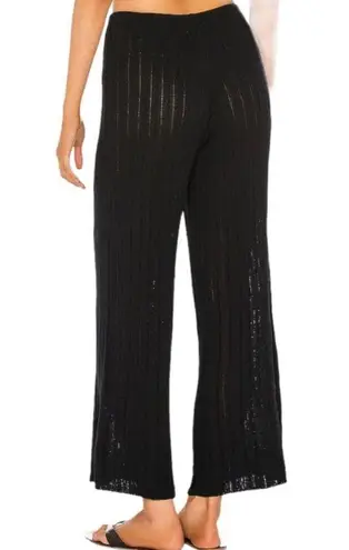 SNDYS Everyday Lounge x Revolve Baha Ribbed Knit Wide Leg Pants Black Medium NWT