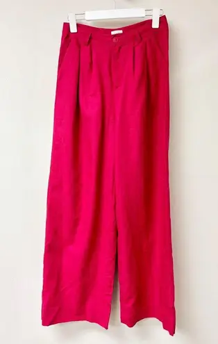 Cami NYC Rylie Linen Blend High Waisted Wide Leg Trouser Raspberry Womens Size S