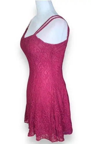 Vintage All That Jazz Slip Dress Burgundy Floral Lace Cocktail Sleeveless Mini Red Size XS