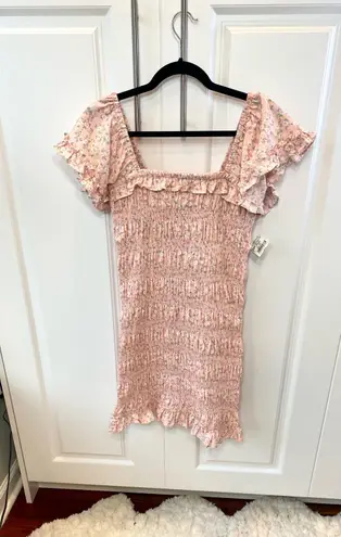 The Impeccable Pig Pink Floral Smocked Mini Dress | NWT