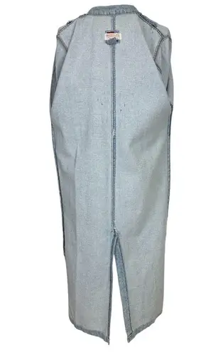 VINTAGE Fashioned by Marge Sherwin Embellished Denim Long Coat Size P/S Blue