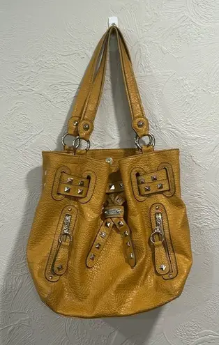 Kathy Van Zeeland Mustard Yellow Studded Shoulder Bag